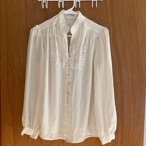 Elegant Cream Embroidered Women's Blouse
